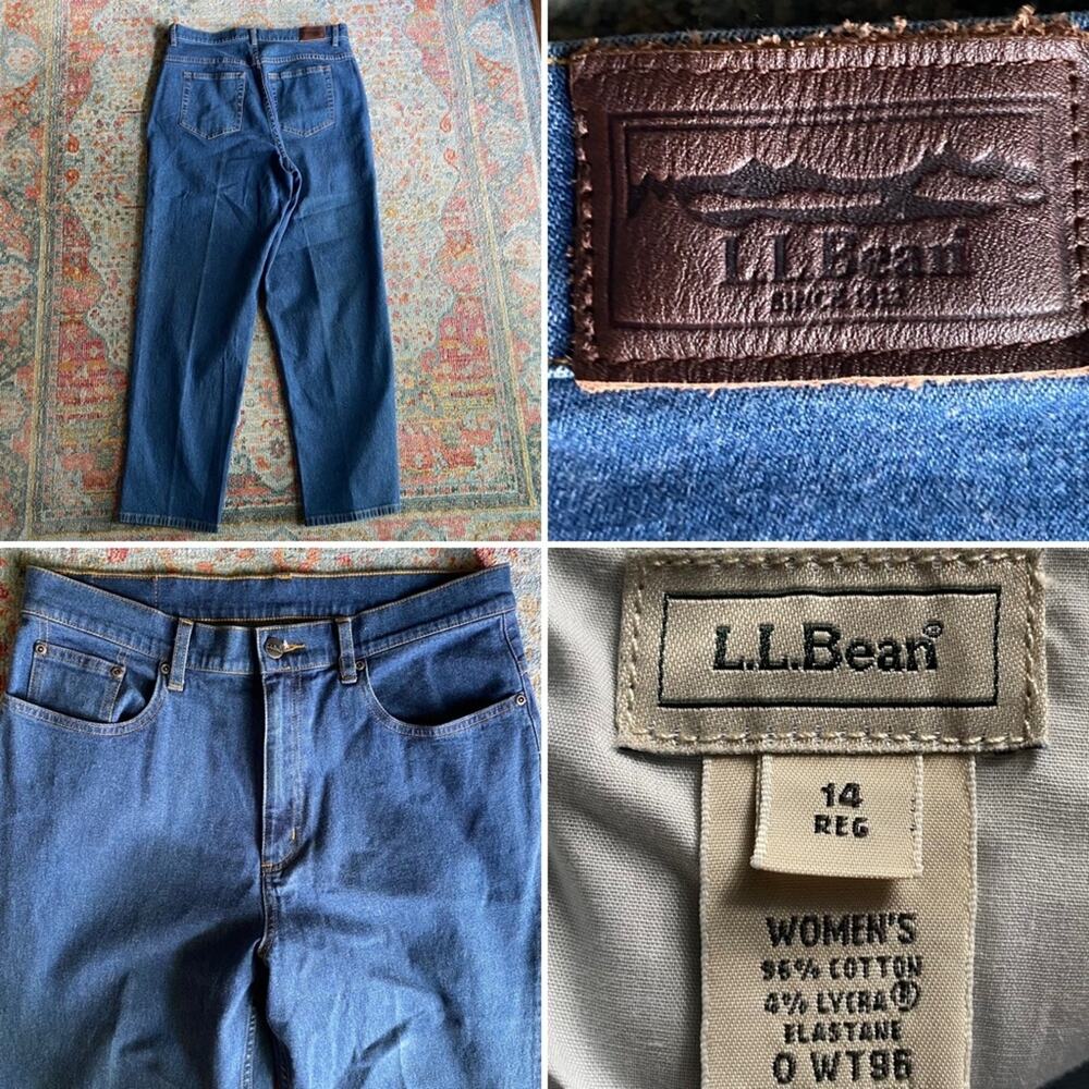 LL Bean $70 Women's Stretch Jeans, Stonewashed High-Rise 14 R EUC